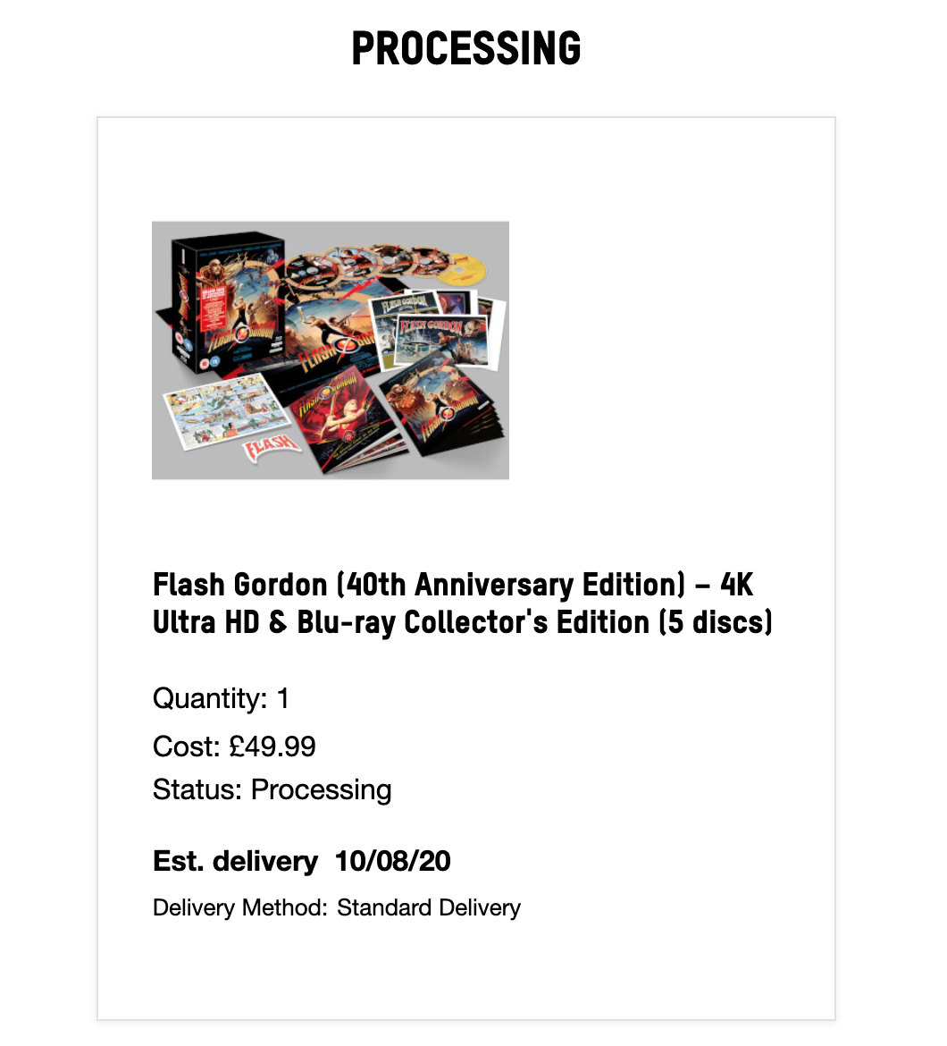 Flash Gordon (40th Anniversary) 4K bluray meni tilaukseen