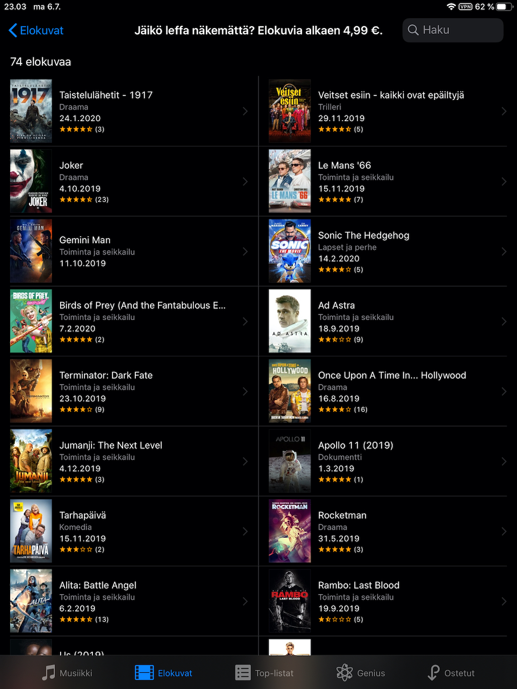 Itunes 4K tarjouksia